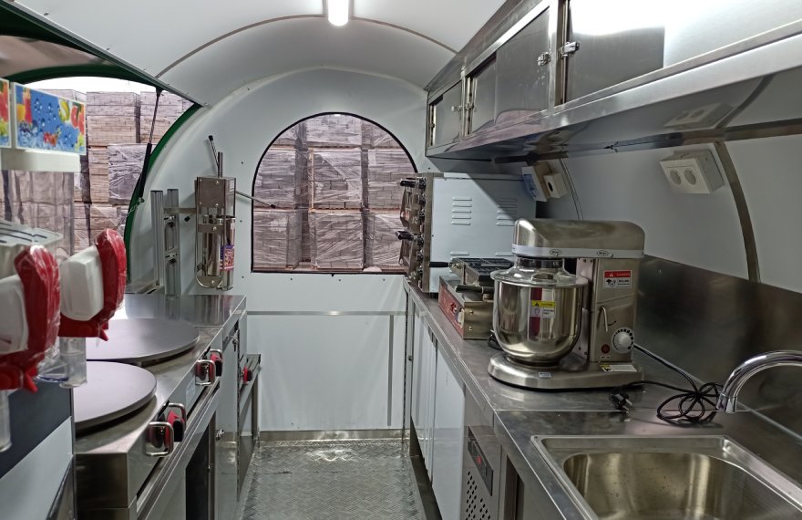 fully equipped street food trailer interior design